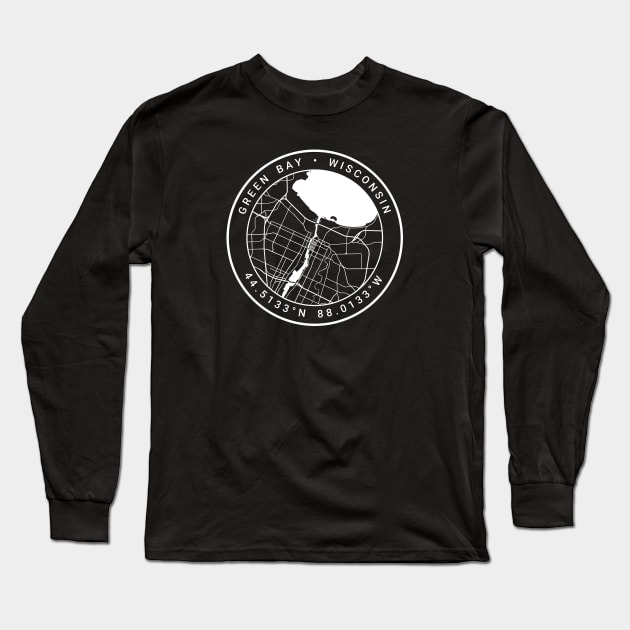 Green Bay Map Long Sleeve T-Shirt by Ryan-Cox